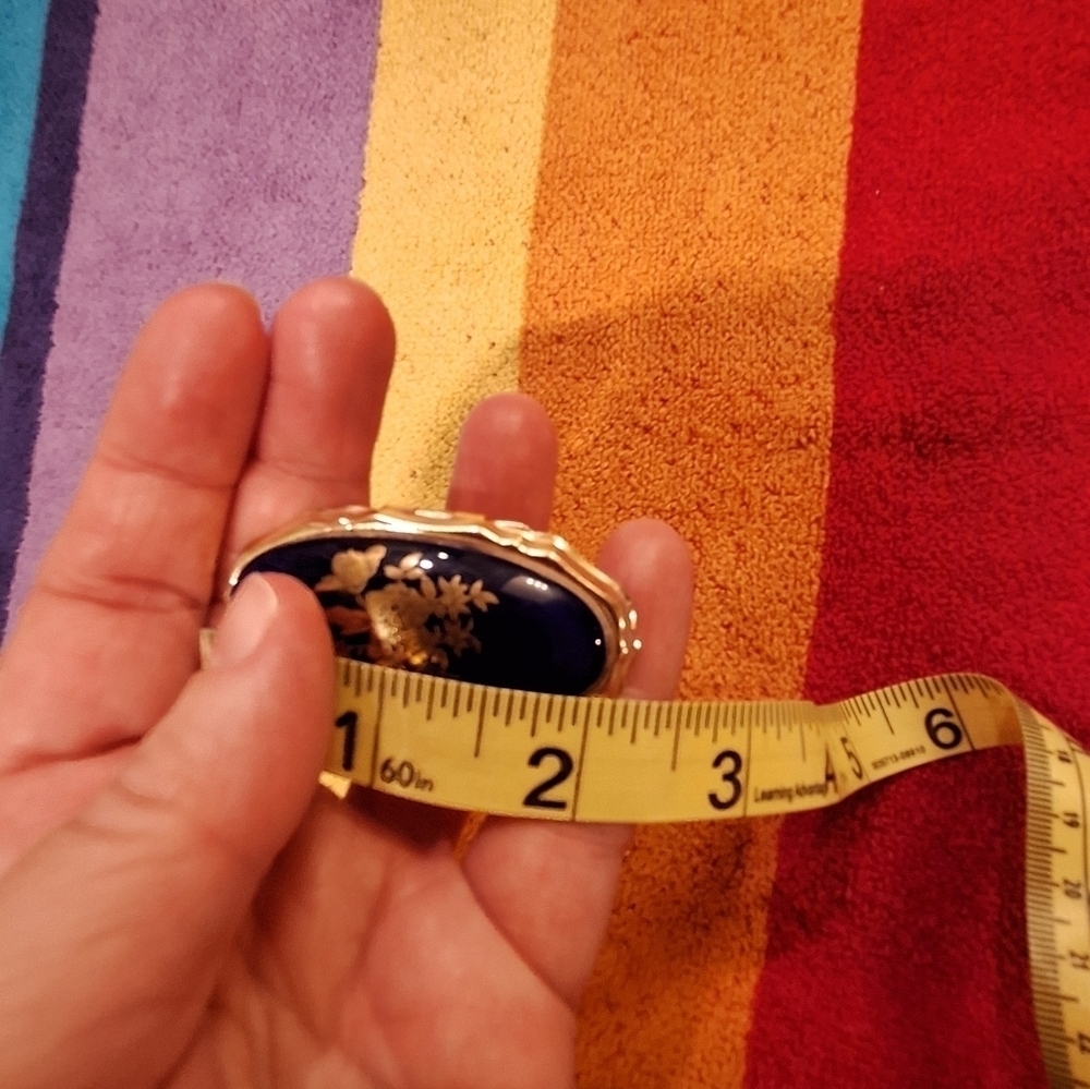 Blue Oval Mirror Ring Made in Japan Gold Tone - Picture 6 of 7